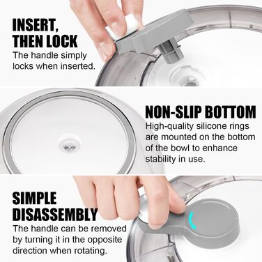 Ручний відцентровий салатник KEOUKE - великий, для салатів, білий, садовий