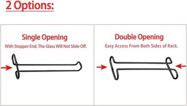 Настінна полиця для бокалів GeLive, 17,8 см, підставка для бокалів, 2 шт., чорний колір. Організатор для кухні та бару.