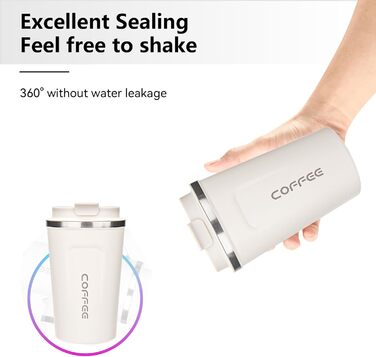 ERBO Термокружка для кави з нержавіючої сталі, 380 мл, набір 2 шт (білий + рожевий)