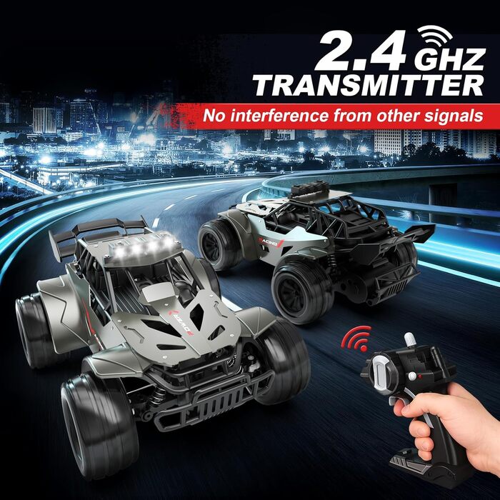 Радіокерований позашляховик 20 км/год, масштаб 1:20, металевий корпус, фари, 2 акумулятори (50 хв), 2.4Ghz, RC автомобіль - іграшка в подарунок
