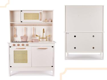 Дерев'яна дитяча кухня з мийкою, духовкою та витяжкою, з сосни та берези (Модель 2)