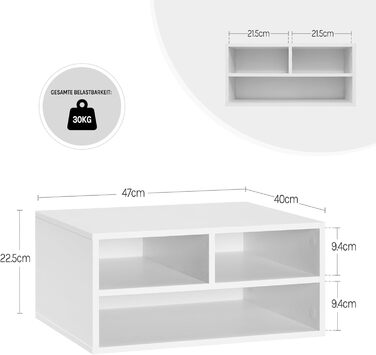 Стійка для принтера WOLTU з 3 ящиками, 47x22,5x40 см, білий колір, ASK15ws