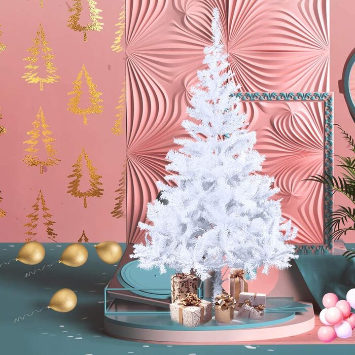 Різдвяна ялинка АуфуН штучна декоративна ялинка Вайнахт Штучна ялинка з металевою підставкою Різдвяний декор (210 см, білий ПВХ)