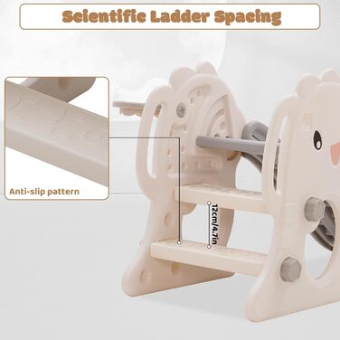 Дитяча гірка складана з баскетбольним кільцем для саду Rutsche 105 см, сіра