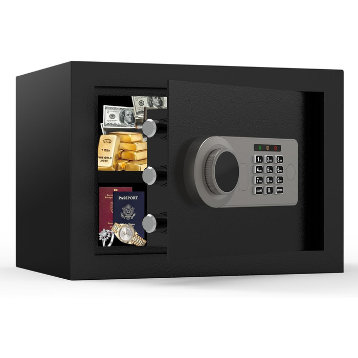 Сейф Diyife 16L з цифровим замком, сигналізацією та підсвіткою. Меблевий сейф з висувною полицею, з міцної сталі SPCC, 35x25x25 см, 2 ключі. Для дому, офісу, готелю.