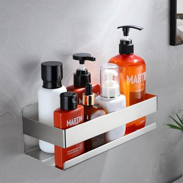 Поличка для душу без свердління - 2 шт. з нержавіючої сталі, органайзер для ванної кімнати, тримач для шампуню (1 шт., сріблястий)