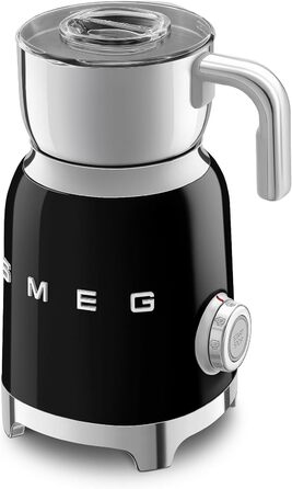Пінсуватель молока Smeg MFF11BLEU, мультифункціональний, індукційна система, 6 програм, ручна функція, скляна колба 600 мл, мірна кришка, вбудований переливач, 500W, чорний