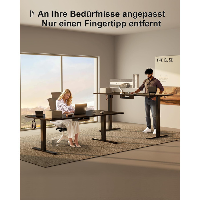 Електричний регульований стіл Homall 120x60 см з пам'яттю, комп'ютерний стіл Standing Desk білий + бежевий