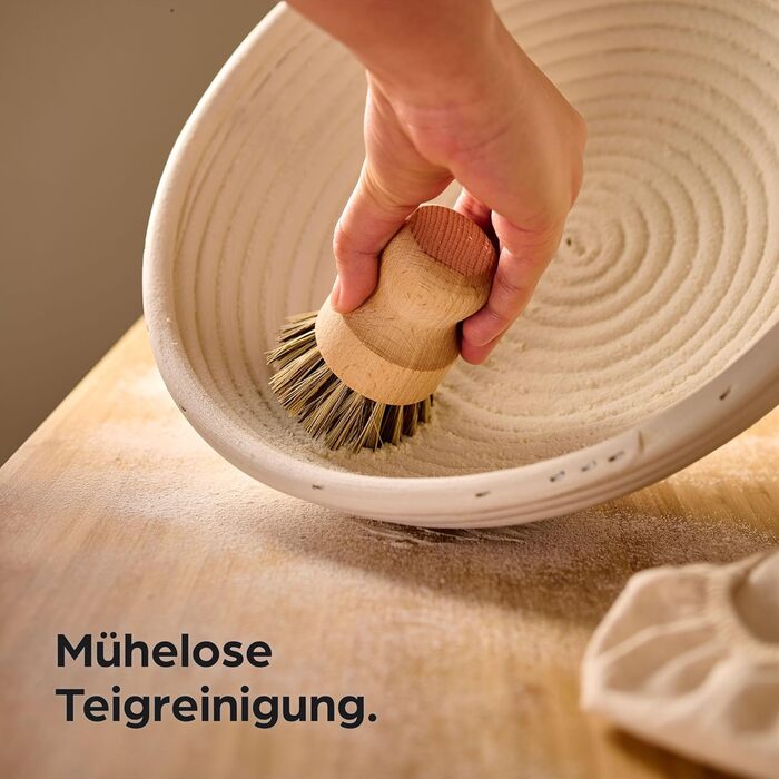 Набір для хліба Praknu: 2 кошики з ротангу, щітка, льонова вставка та мішечок для хліба (30см)