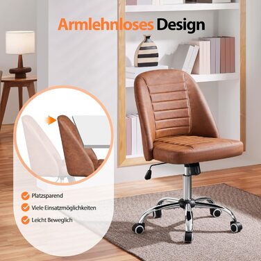 Офісне крісло Yaheetech з регулюванням висоти, ергономічне, оббивка з тканини, поворотне, без підлокітників, для офісу та дому, колір: коричневий (Retro-brown)