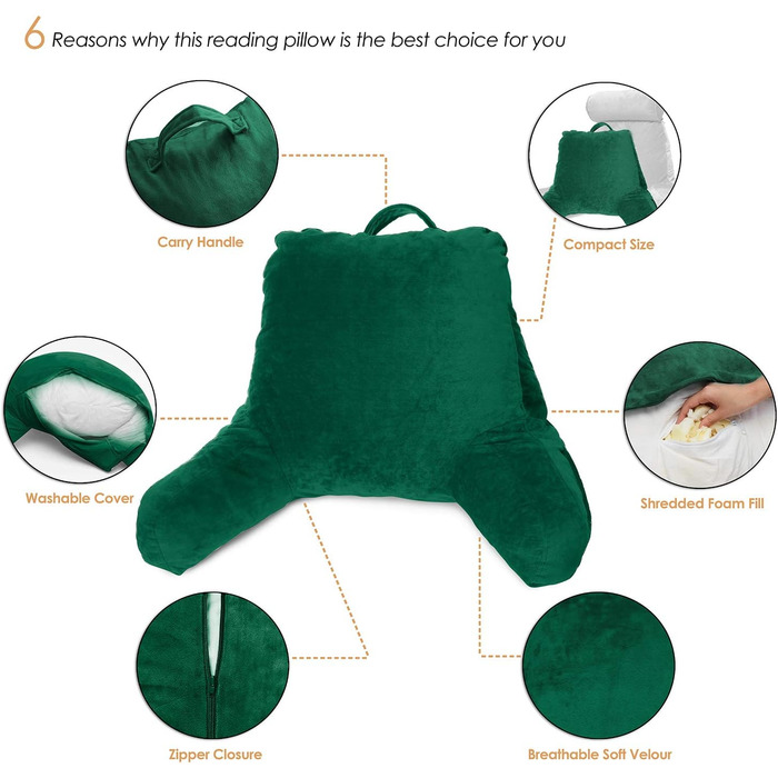 Подушка-крісло Clara Clark з підлокітниками для дітей та дорослих – преміум подушка з піною з пам'яті для перегляду телевізора та відпочинку – середнього розміру, колір хакі