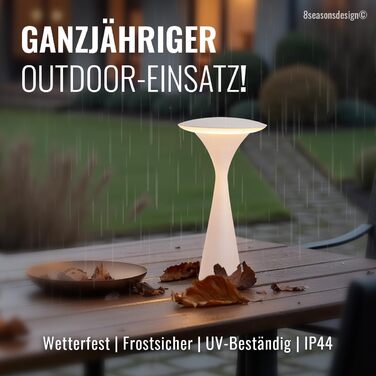 Настільна лампа 8 Seasons Design бездротова, диммер, Outdoor & Indoor, Hello Space, USB зарядка, 27см, алюміній (слонова кістка), LED тепле біле - холодне біле світло, сенсорне керування, акумуляторна, бежева