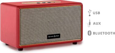 Ретро Bluetooth колонка Bennett & Ross BB-860RD Blackmore у шкіряній обробці, 2x30 Вт, USB MP3-плеєр, AUX, червона