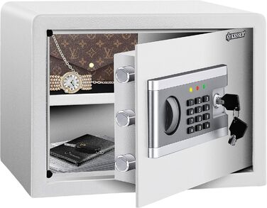 KESSER® Електронний сейф | 38x30x30 см | з батарейним блоком | Вбудоване освітлення | Сейф для підлоги та стіни | Меблевий сейф | Срібний