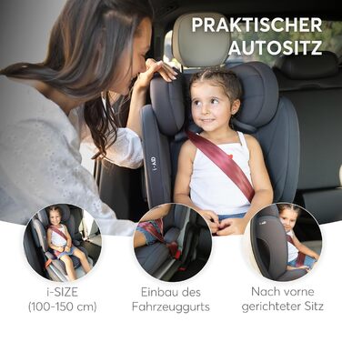 Автокрісло KikkaBoo 15-36 кг i-AID, група 2-3 (3-12 років), чорне. Регульована підголівник, без ISOFIX