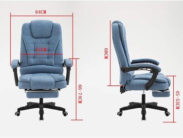 Офісне крісло WHOJA з регулюванням спинки 155° та підлокітниками, матеріал - тканина, максимальне навантаження 200 кг, 3 кольори (блакитний)