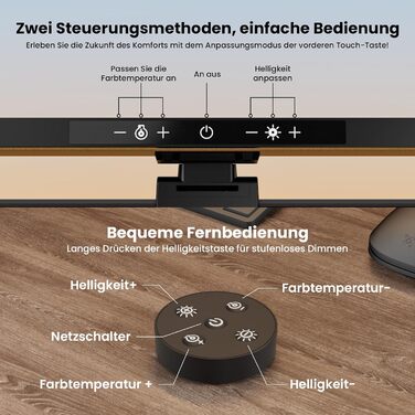 Моніторна лампа з пультом дистанційного керування, захист очей, регулювання яскравості та колірної температури, USB-лампа для монітора, ігровий офіс, дім