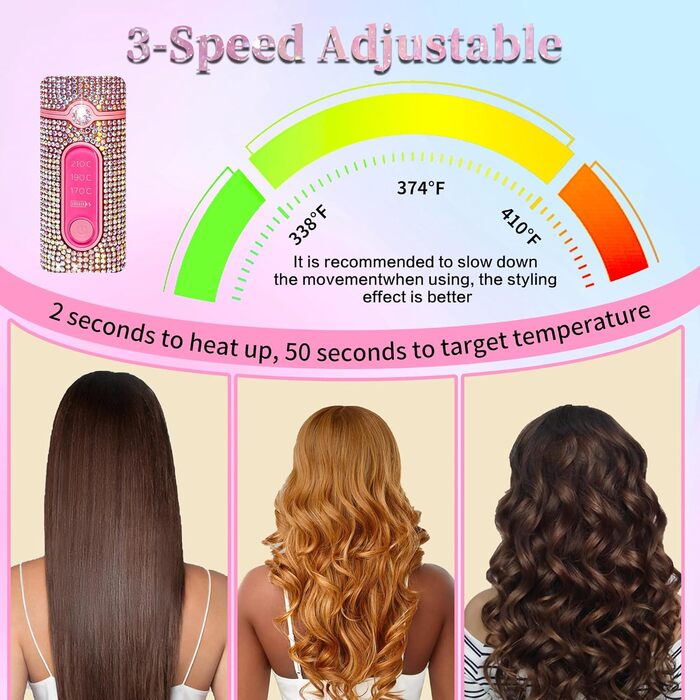 Бездротовий випрямляч для волосся Titan Mermaid 2-в-1 з акумулятором 5000mAh: випрямлення, завивка, швидкий нагрів до 205°C, портативний для подорожей