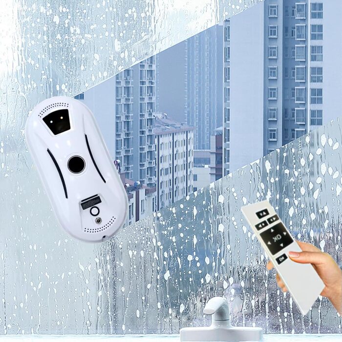 Робот для миття вікон з автоматичним струменем води, 5600 Па, для гладких поверхонь, з пультом дистанційного керування, з 10 мітками для миття