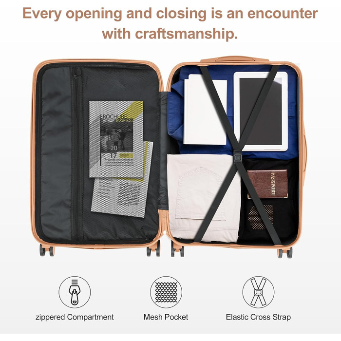 Набір валіз LEADZM 3 шт. з захистом кутів, жорсткий набір валіз-ролерів з ABS, телескопічна ручка, ручна поклажа (чорно-коричневий)