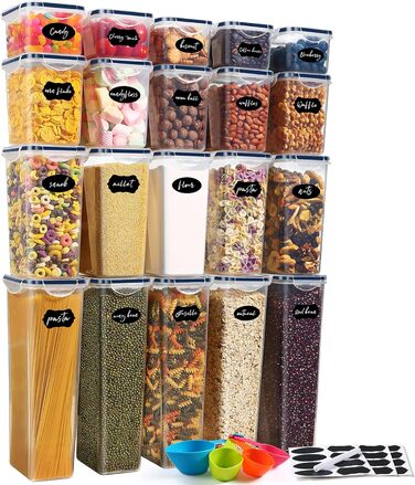 Набір контейнерів для зберігання YASHE 24 шт. з кришкою, герметичні, BPA-free, для сухих продуктів, крупи, борошна та цукру