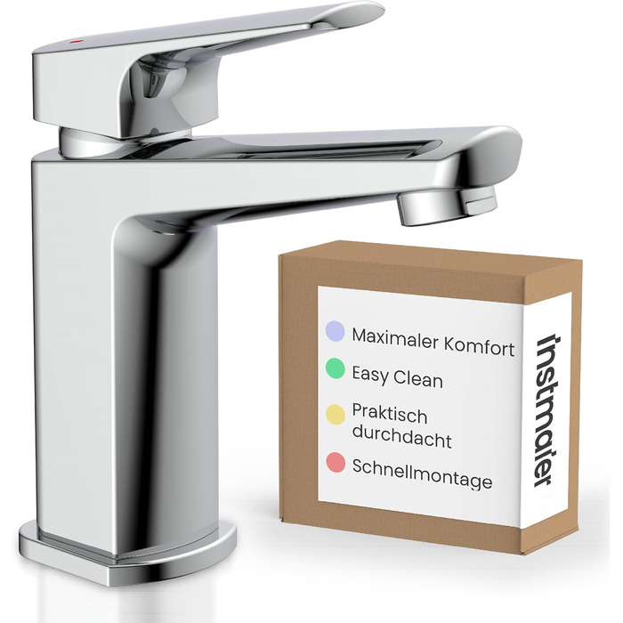 Змішувач для ванної кімнати Instmaier Amelie, хром, з одним важелем, з міді, для умивальника