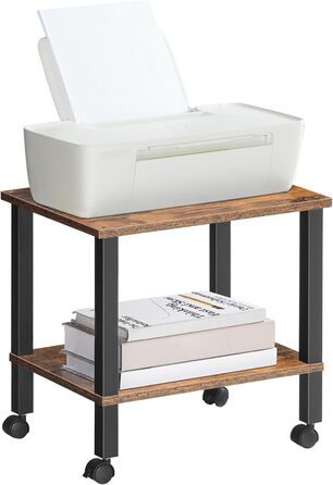 HOOBRO Підставка для принтера з 2 ящиками, 38 x 28 x 38 см, для офісу, темно-коричнева та чорна