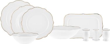Карака Пабло 59 шт. 12P Новий кістяний посуд золото, сервірувальні тарілки, тарілки для торта, обідні тарілки, миски, маленькі байдарки, великий човен, велика миска