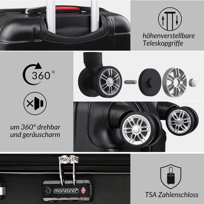 Валіза Hard Shell L Wheels 360º Дорожня валіза 80 л Чорний ABS