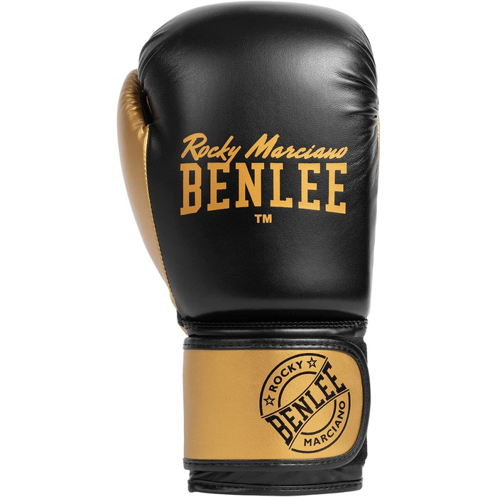 Боксерські рукавички Benlee зі штучної шкіри (1 пара) Карлос 10 унцій чорний / золотий