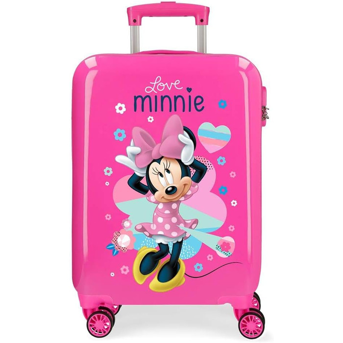 Валіза каюти Disney Love Minnie рожева 37x55x20 см Кодовий замок ABS з твердою оболонкою 32 л 2,5 кг 4 подвійні колеса ручна поклажа (рожева, валіза)