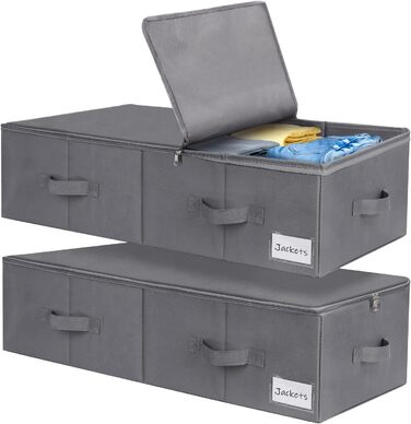 Комод Lannvan Underbed, 2 предмети Ящик для зберігання під ліжком з кришкою, складна конструкція з 4 посиленими ручками, ящик для зберігання одягу, ковдр, ковдр, подушок (70*41*18см) (2 шт. и сірого)