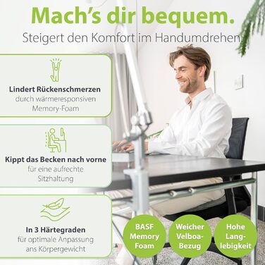 Ортопедична подушка-клинок Feela® для крісла [3 ступені жорсткості] – ергономічна подушка-клинок для авто та дивану, подушка-клинок, подушка-клинок для авто (м'яка) (срібна, середня (60-100 кг))