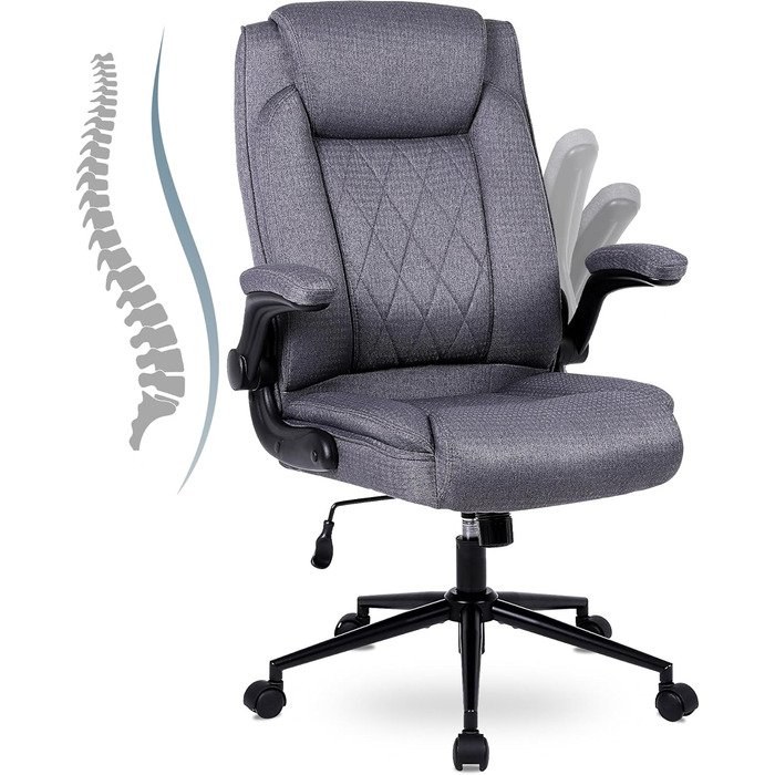 Офісний крісло Flysky з високою спинкою, регульованою висотою та підголівником. Зручний офісний крісло для керівника (сірий)