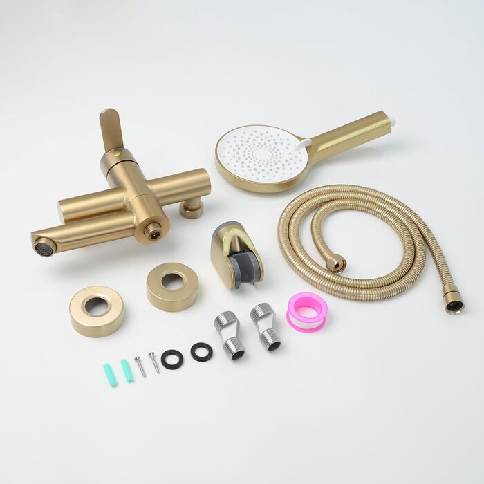 Набір змішувач для ванни PHASAT з душовою лійкою, чорний, настінний монтаж, PTBB13E