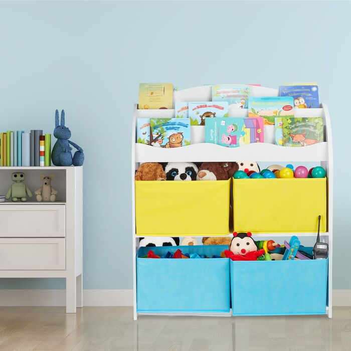 Поличка Relaxdays для дітей з 4 тканинними кошиками