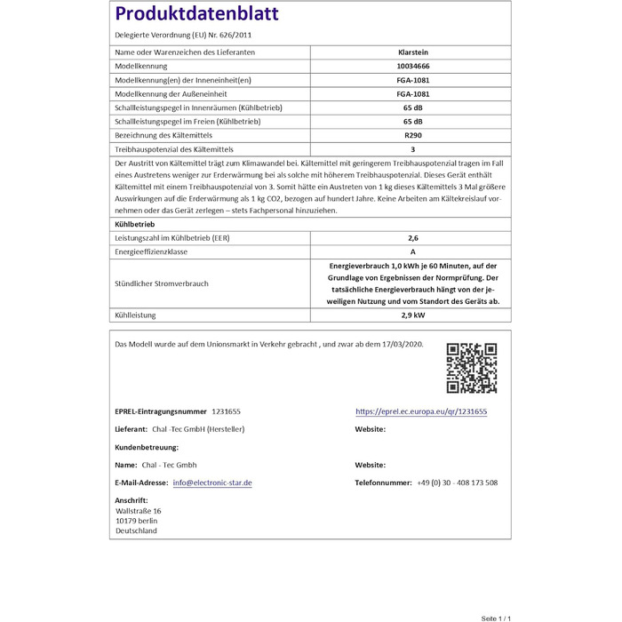Мобільний кондиціонер Klarstein 5-в-1 з WiFi, вентилятором, осушувачем, очищувачем повітря та нічним режимом, для квартири та офісу, 10000 BTU, білий
