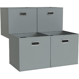 Складні коробки 33 л посилені, 33x33x33 см - матеріал Оксфорд - по 2 ручки - кубики для зберігання - якісні коробки-органайзери (сірі), 4 шт.