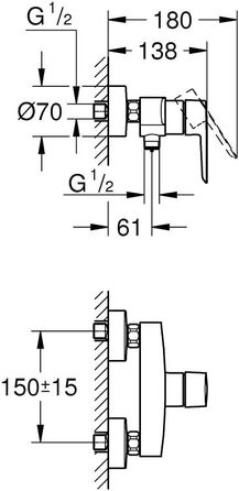 Змішувач для ванни Grohe Start, накладний, хром, з інструментом, 24206002