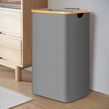 Кошик для білизни з кришкою Tiklife, 100 л, сірий - кошик для одягу, мішок для білизни, сортер для білизни, коробка для білизни, складаний