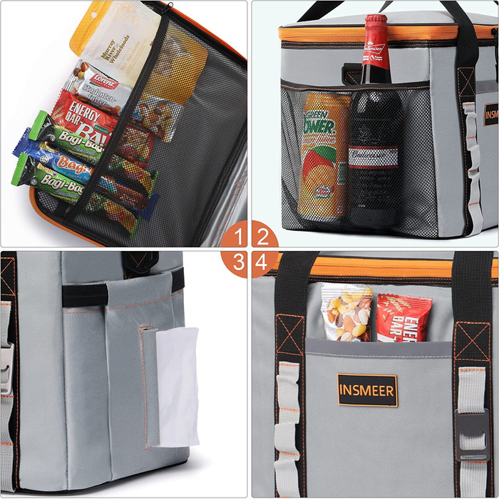 Складна сумка-холодильник INSMEER, сумка-холодильник з м'якою бічною ізоляцією об'ємом 25 л / 32 банки, герметична Портативна сумка-холодильник з плечовим ременем для кемпінгу / активного відпочинку / пікніка (сірий), 2022