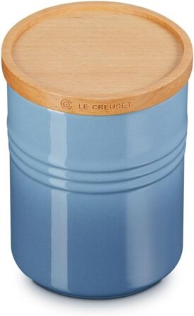 LE CREUSET Контейнер для зберігання середнього розміру з дерев'яною кришкою, кераміка, 540 мл, 10 см, Chambray, 1.1 л Kirschrot