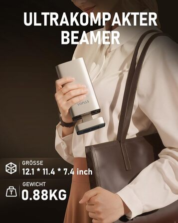 Mini проєктор Smart Beamer 4K з автофокусом, WiFi6, Bluetooth, 28000 люмен, підтримка Netflix та Dolby Audio. Підходить для домашнього кінотеатру та використання на вулиці. Сумісний з телефонами та ПК.