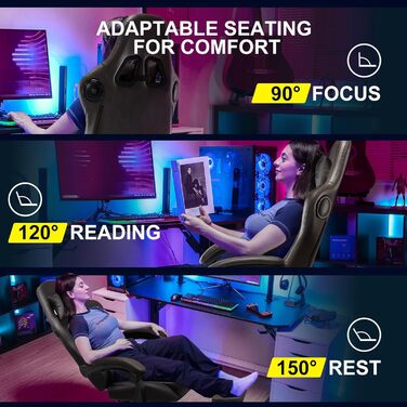 Ігровий крісло GTPLAYER з різдвяним мотивом, з підніжкою, широке сидіння, з подушкою для спини та синхронізованими підлокітниками для великих людей【Велюр】 (Коричневий)