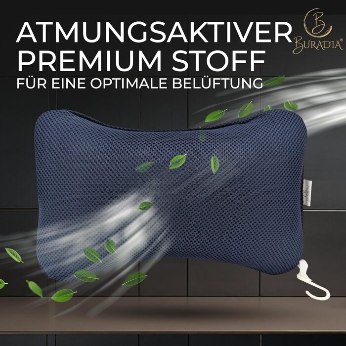 Подушка для ванни з сіткою для прання - Максимальний комфорт та розслаблення з новітньою технологією Air Mesh - Подушка для ванни з 4 міцними присосками - Подушка для шиї/голови (темно-синій)