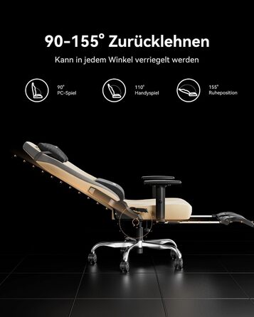 Ігровий крісло AutoFull C3 з ергономічним дизайном | Крісло з регульованими підлокітниками, підставкою для ніг, подушкою для голови та попереку | Макс. навантаження 150 кг | Зручна тканинна оббивка (Колір: Коричневий)