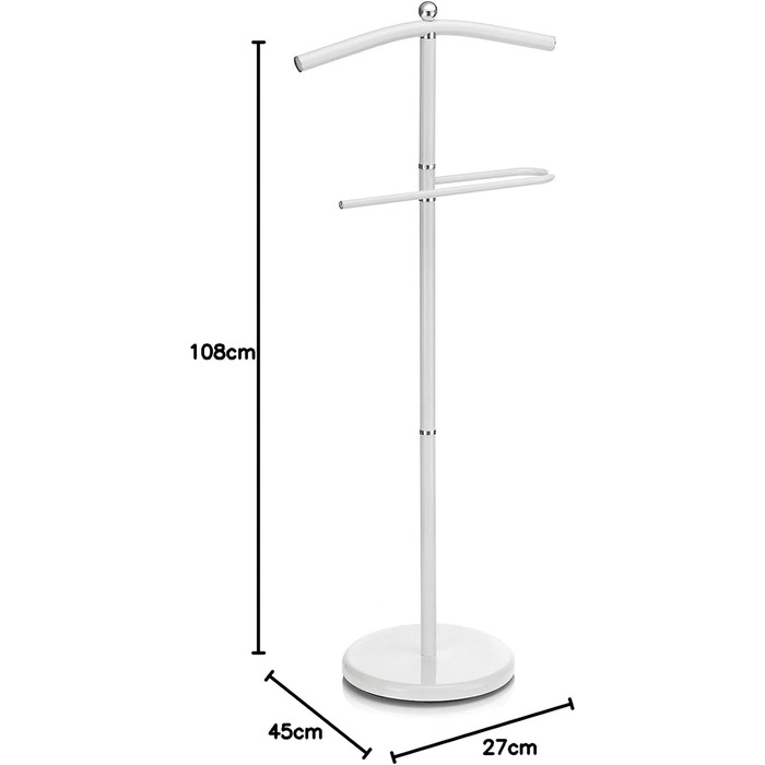 Стійка для одягу чоловіча CARO-Möbel JÖRG з вішалкою для штанів, біла