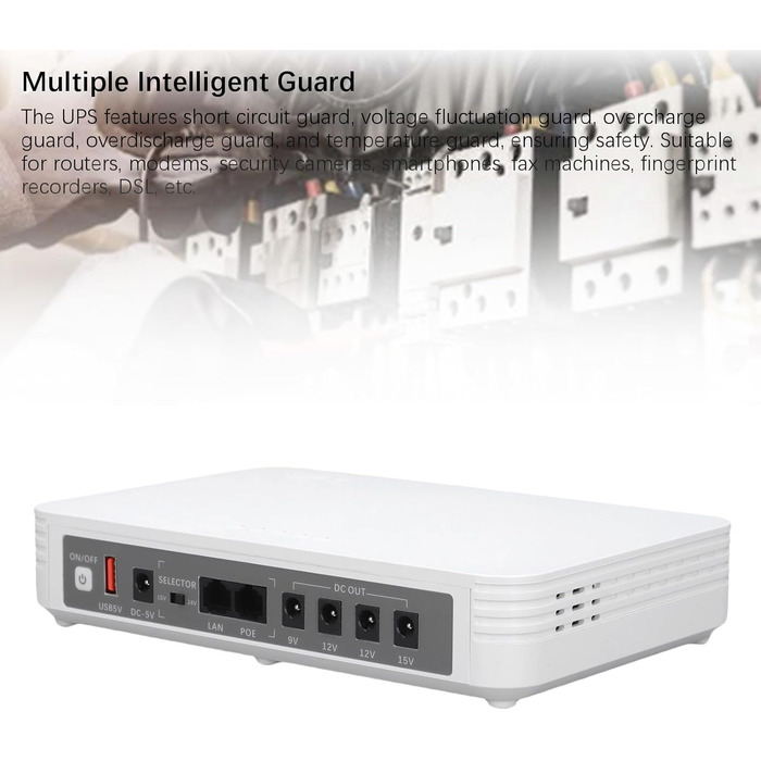 Mini UPS Marhynchus 8000mAh з батареєю, індикатором та підтримкою англійської мови для роутера, камери, телефону (EU-штекер)