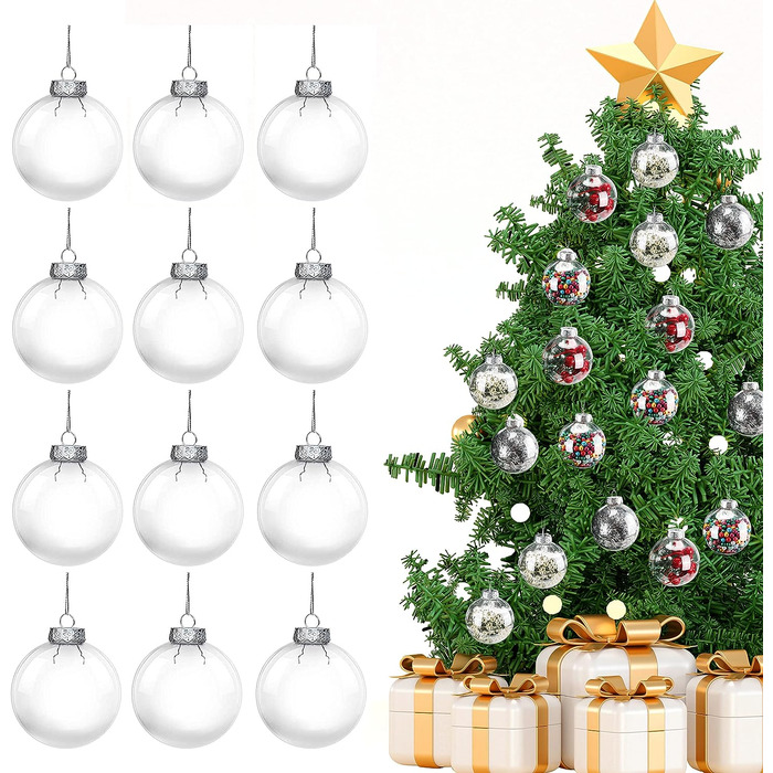 Фото різдвяні кульки (4 шт. ) - 8 см, прозорі, на нитці, на Різдво, прикраса ялинки, фотоподарунок (12 шт.)