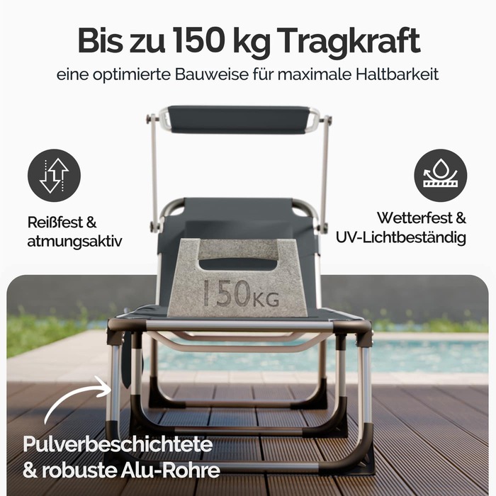 Шезлонг Bari Grey 210х60х81см з сумкою